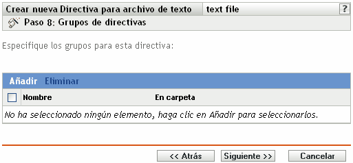 Página Grupos de directivas