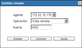 Recuadro de diálogo Gestión remota