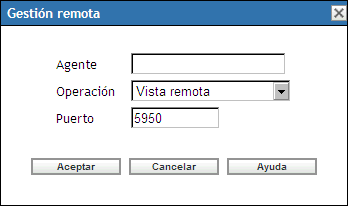 Recuadro de diálogo Gestión remota