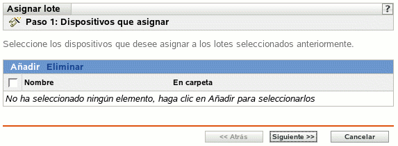 Página Dispositivos que asignar