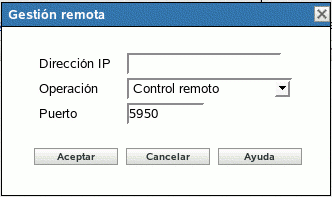 Recuadro de diálogo Gestión remota