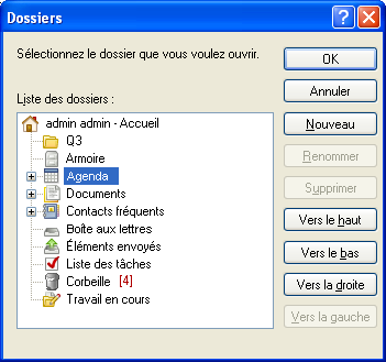 boîte de dialogue Dossiers