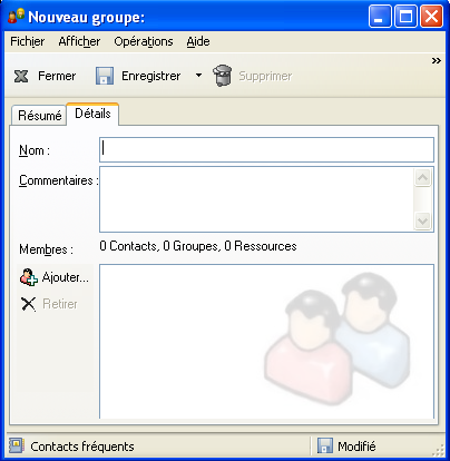 Boîte de dialogue Nouveau groupe