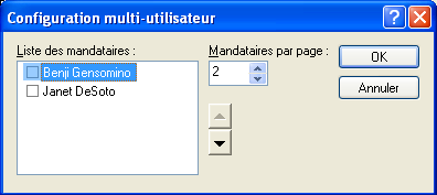 Boîte de dialogue Configuration multi-utilisateur