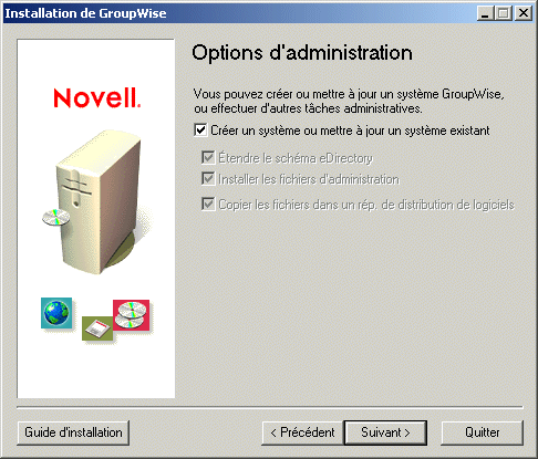 Page Options d'administration  