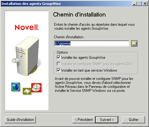 Page Chemin d'installation