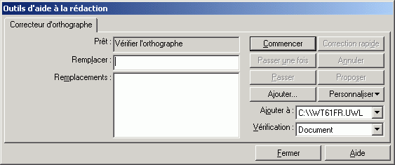 Bote de dialogue Outils d'aide  la rdaction