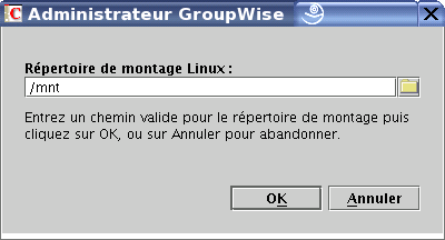 Boîte de dialogue Répertoire de montage Linux