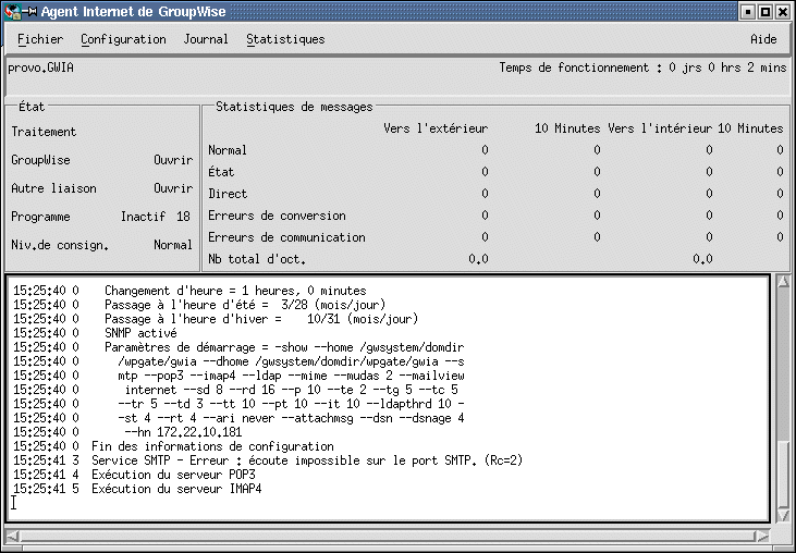 Console de l’agent Internet