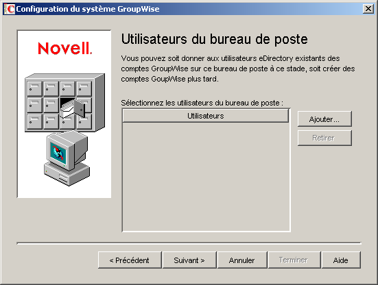 Page Utilisateurs du bureau de poste