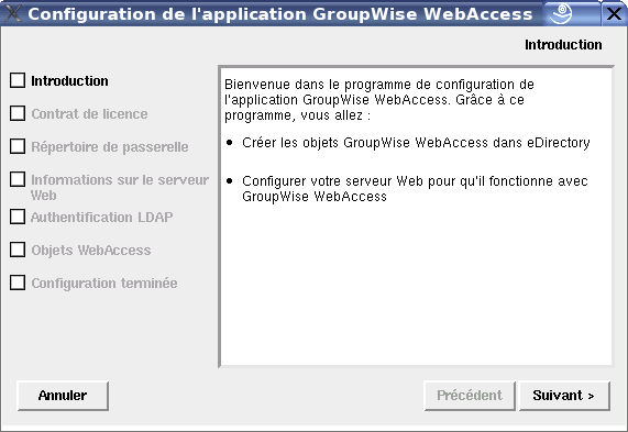 Programme de configuration de l’application WebAccess