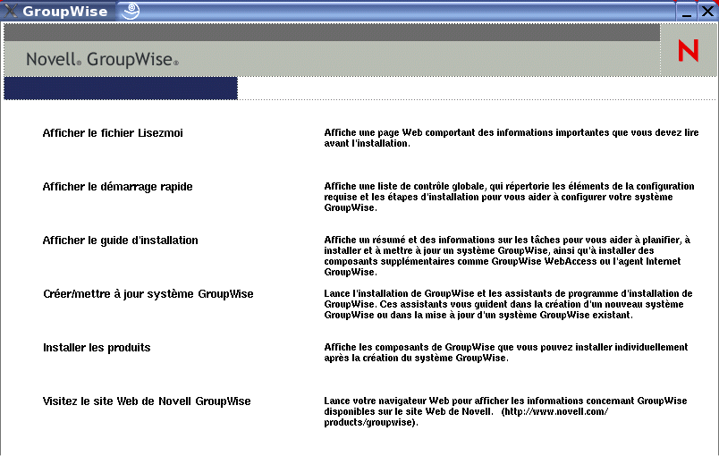 Programme d’installation de GroupWise sous Linux
