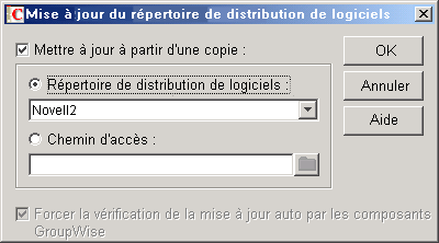 Boîte de dialogue Mise à jour du répertoire de distribution de logiciels