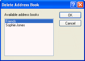 Boîte de dialogue Supprimer un carnet d'adresses