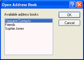 Boîte de dialogue Ouvrir un carnet d'adresses