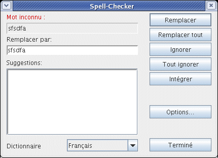 Boîte de dialogue Outils d'aide à la rédaction