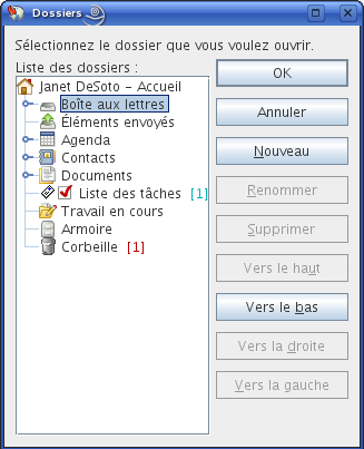 boîte de dialogue Dossiers