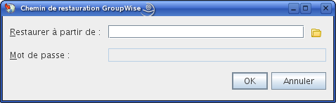 Boîte de dialogue Chemin de restauration GroupWise