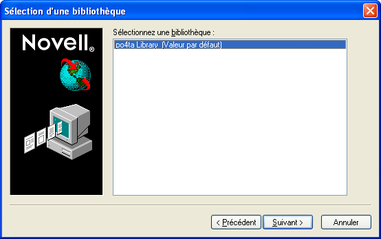 Boîte de dialogue Sélection d'une bibliothèque