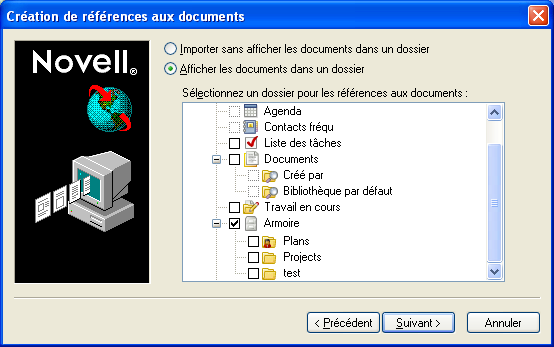 Boîte de dialogue Création de références aux documents