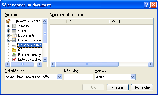 Boîte de dialogue Sélectionner un document