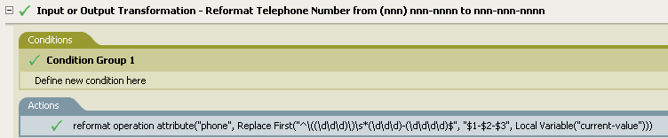 Description: Input or Output Transformation - Reformat Telephone Number