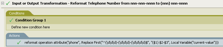 Description: Input or Output Transformation - Reformat Telephone Number