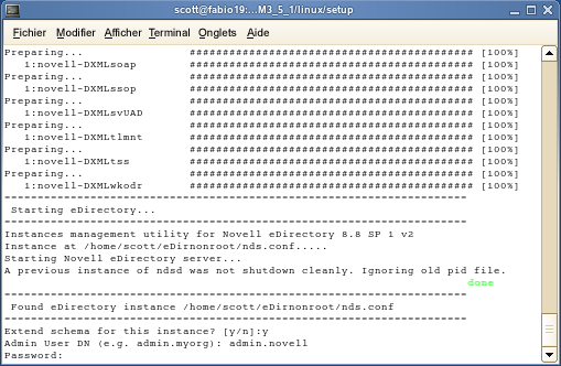 Entrez le nom distinctif et le mot de passe de l'utilisateur
