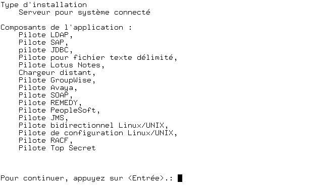 Récapitulatif de préinstallation