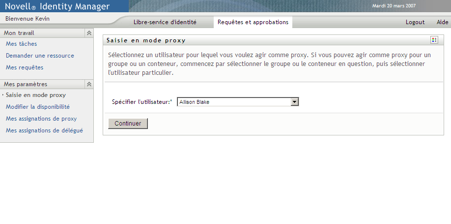 Page Saisie en mode proxy 