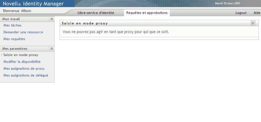 Message d'erreur de saisie en mode proxy 