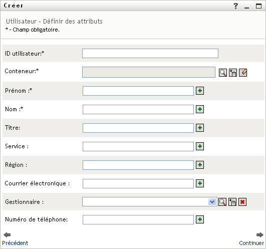 Le panneau Utilisateur - Définir des attributs