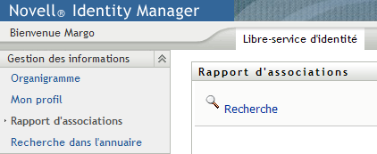 Cliquez sur Recherche dans la page Rapport d'associations pour rechercher les associations d'un autre utilisateur 