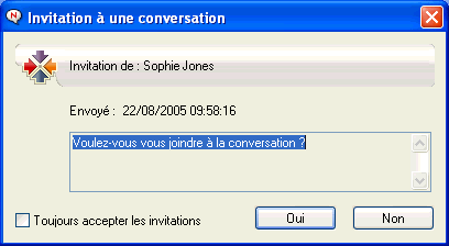 Message Invitation  une conversation