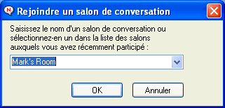 Bote de dialogue Rejoindre un salon de conversation