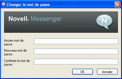 Boîte de dialogue Changer le mot de passe