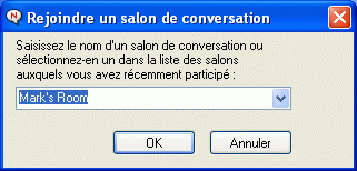 Boîte de dialogue Rejoindre un salon de conversation