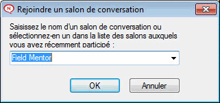 Boîte de dialogue Rejoindre un salon de conversation