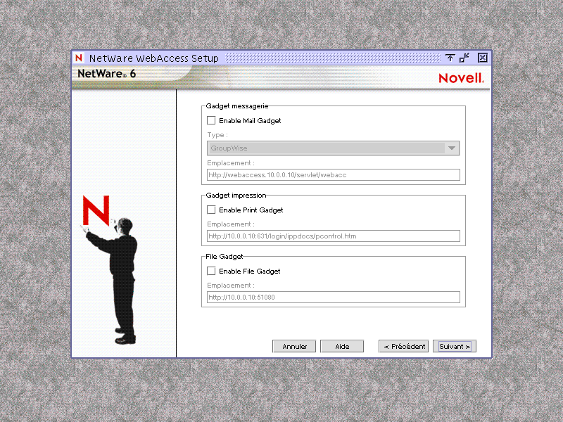 cran des gadgets NetWare WebAccess
