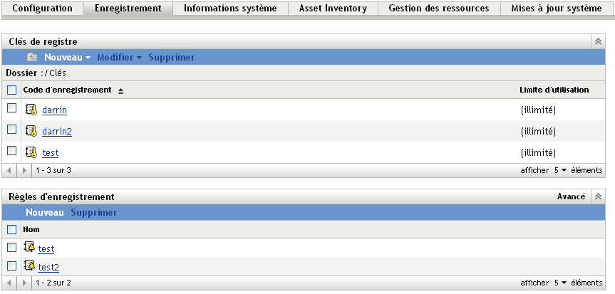 page Enregistrement