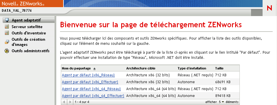 page Téléchargement de ZENworks