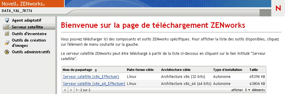 page Téléchargement de ZENworks