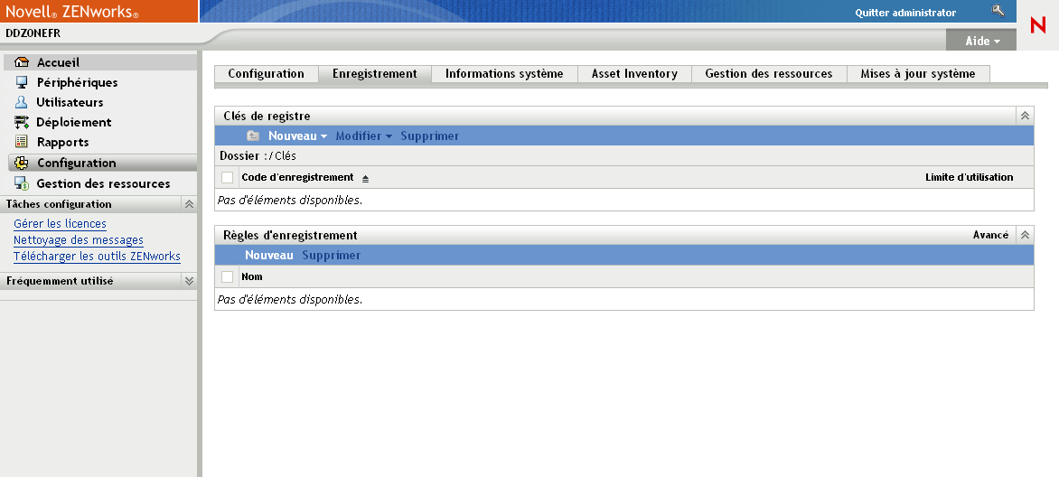 onglet Configuration - page Enregistrement