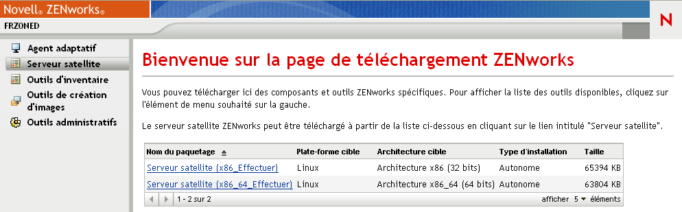 page Téléchargement de ZENworks