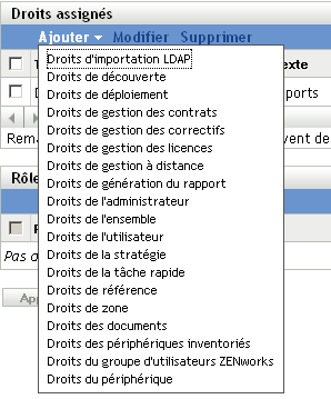 Liste déroulante de l'option de menu Ajouter