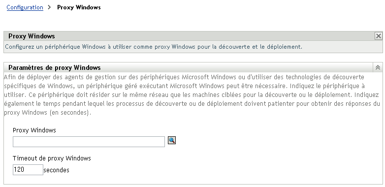 page Paramètres de proxy Windows