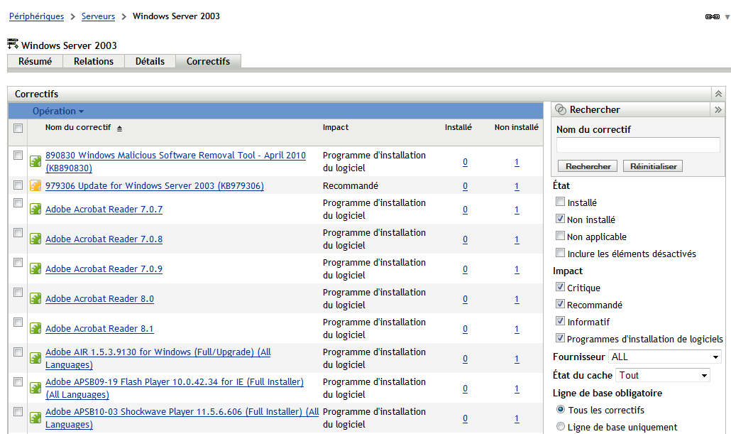 Vulnérabilités pour Windows Server 2003