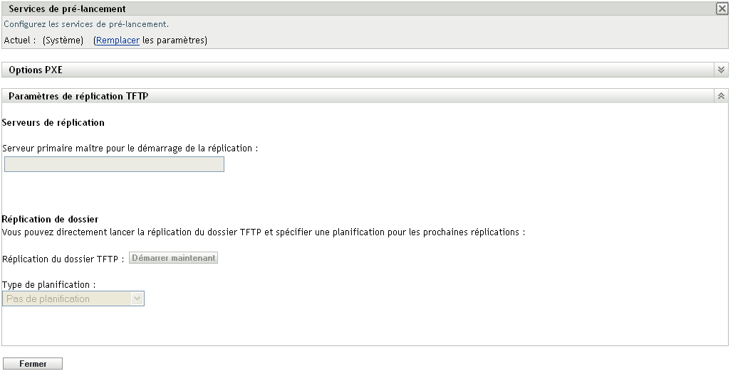 Paramètres de réplication TFTP au niveau du périphérique