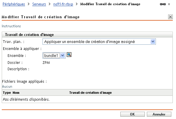 Assistant Modifier la tâche de création d'image - Appliquer un ensemble de création d'image assigné