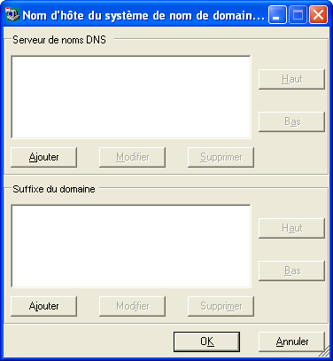 Boîte de dialogue Domain Name System (DNS).